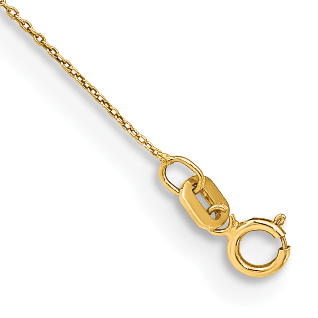 Gold (10K & 14K) Cable Chain Anklet - 14k Yellow Gold / 10 in / 0.75 mm