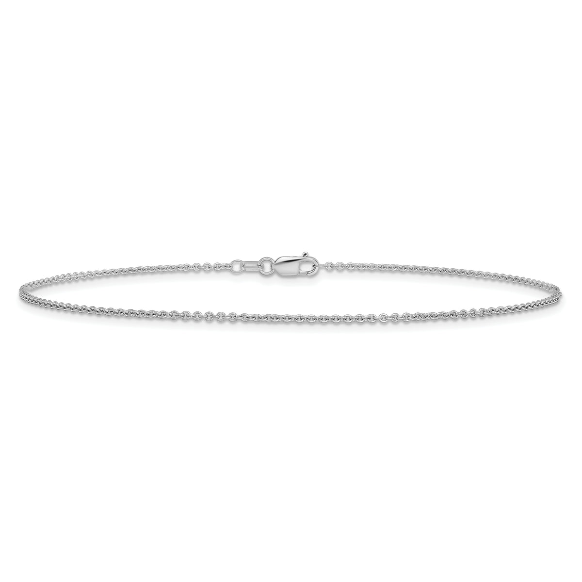 Gold (10K & 14K) Round Open Link Cable Chain Anklet - 14k White Gold / 10 in / 1.4 mm