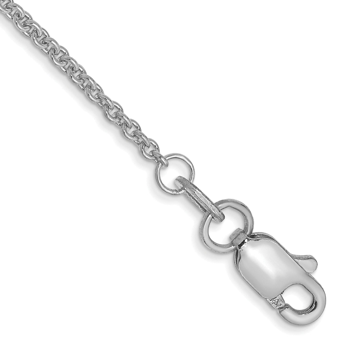 Gold (10K & 14K) Round Open Link Cable Chain Anklet - 14k White Gold / 9 in / 1.4 mm