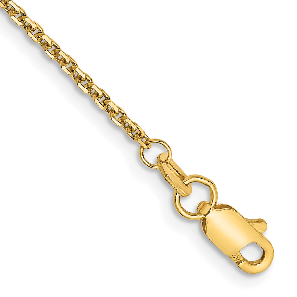 Gold (10K & 14K) Diamond-Cut Cable Chain Anklet - 14k Yellow Gold / 9 in / 1.45 mm