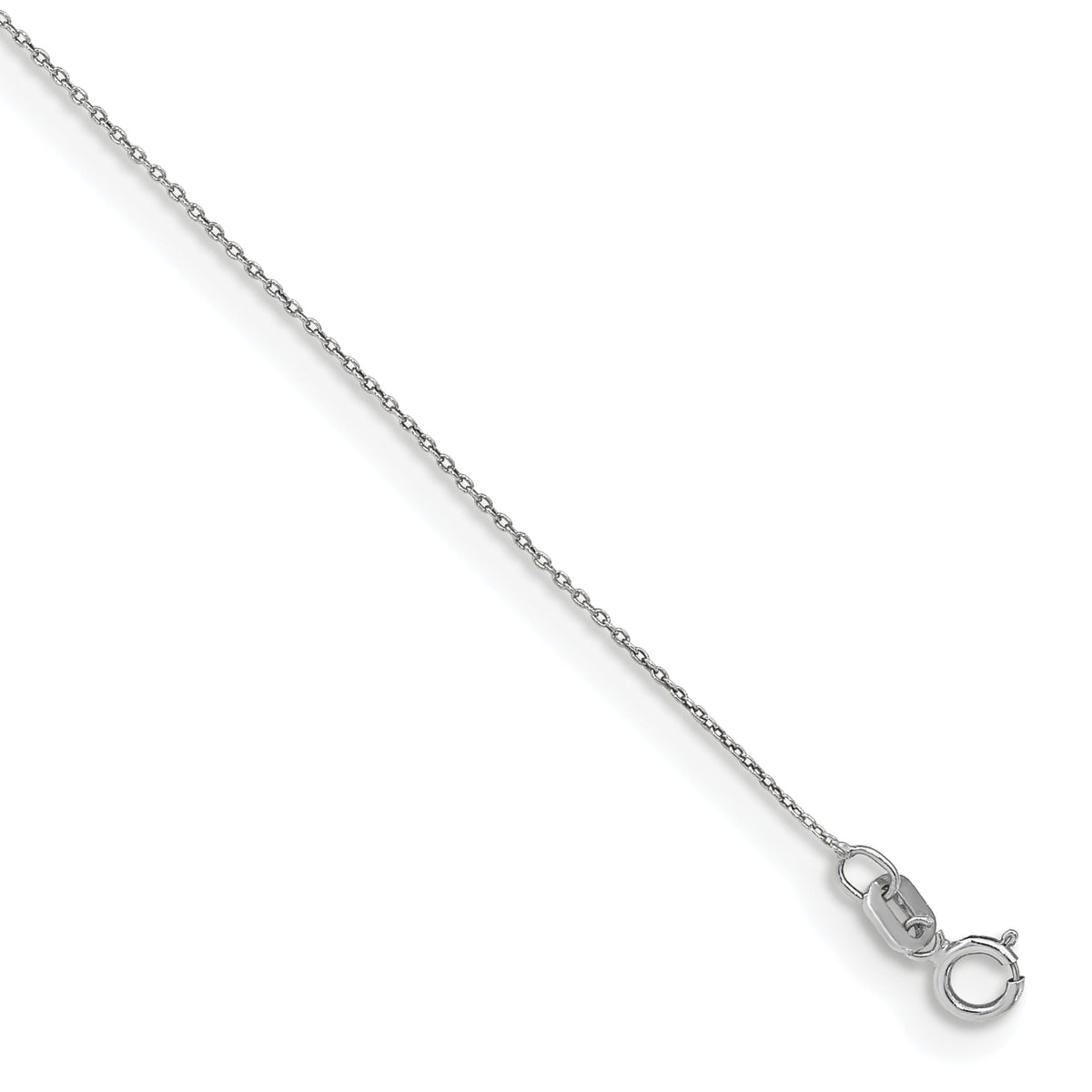 Gold (10K & 14K) Cable Chain Anklet - 14k White Gold / 10 in / 0.75 mm