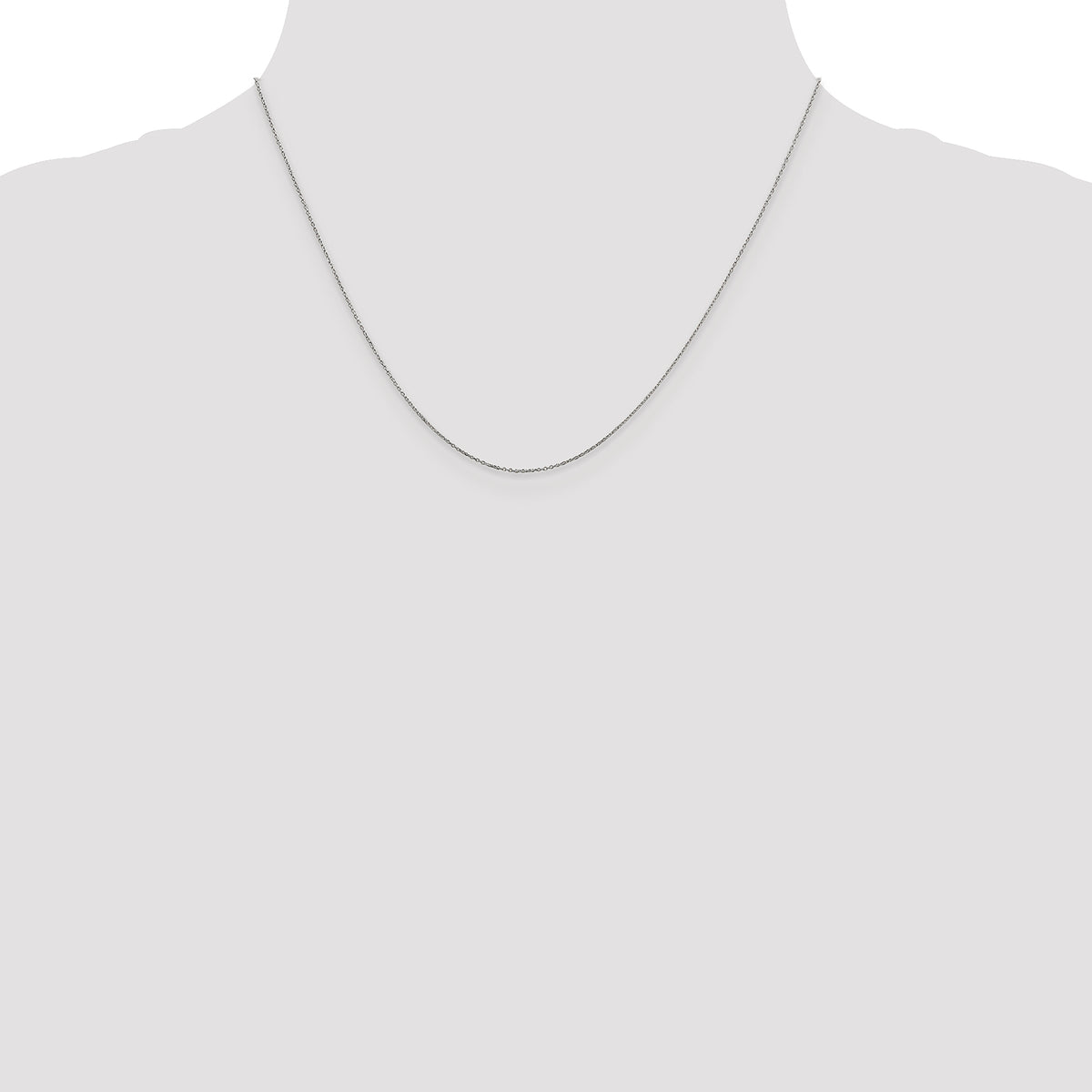 Gold (10K & 14K) Diamond-Cut Round Open Link Cable Chain - 14k White Gold / 18 in / 0.6 mm