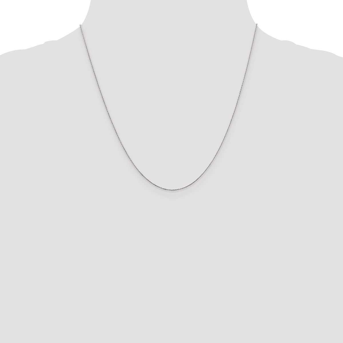 Gold (10K & 14K) Diamond-Cut Round Open Link Cable Chain - 14k White Gold / 20 in / 0.6 mm