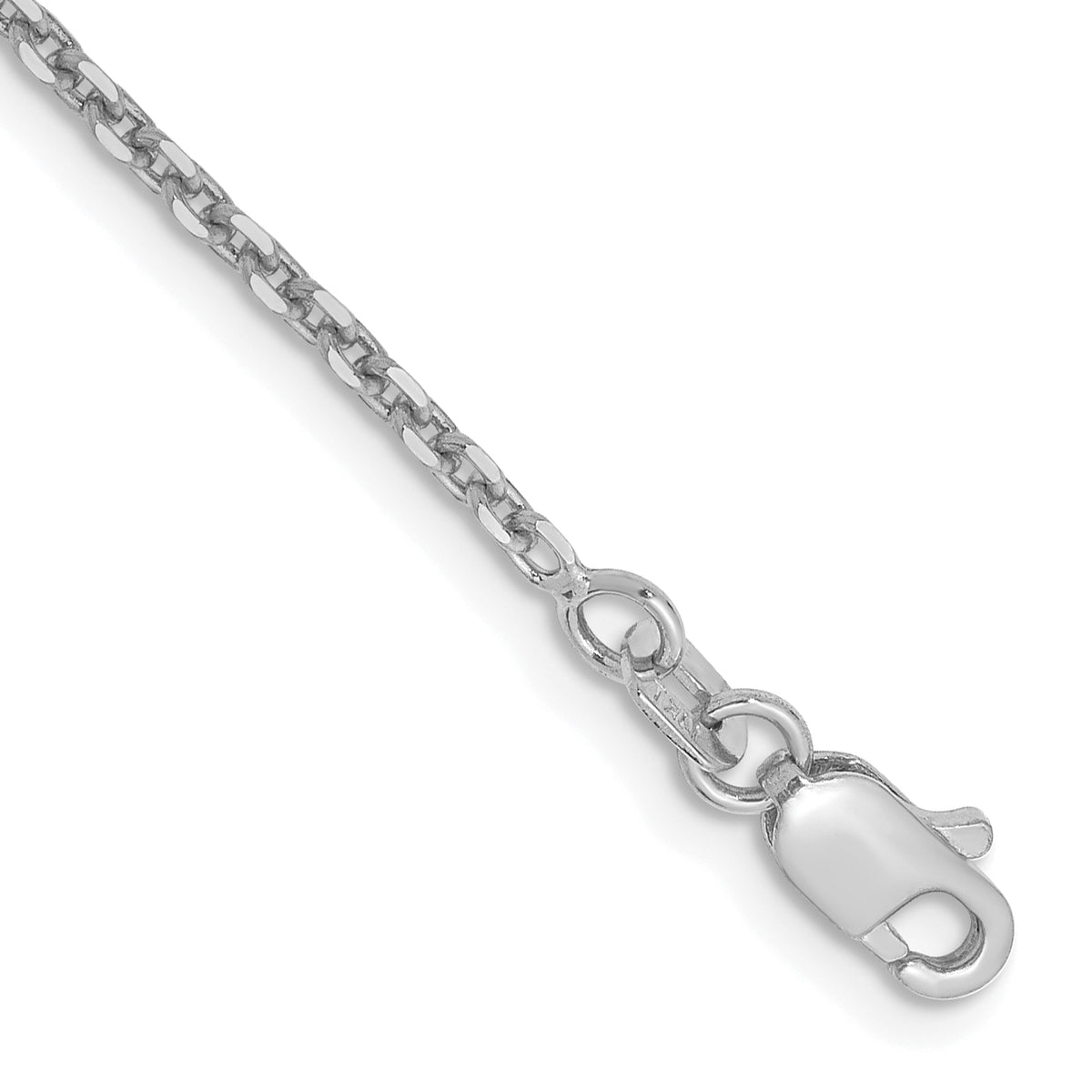 Gold (10K & 14K) Diamond-Cut Cable Chain Anklet - 14k White Gold / 9 in / 1.65 mm