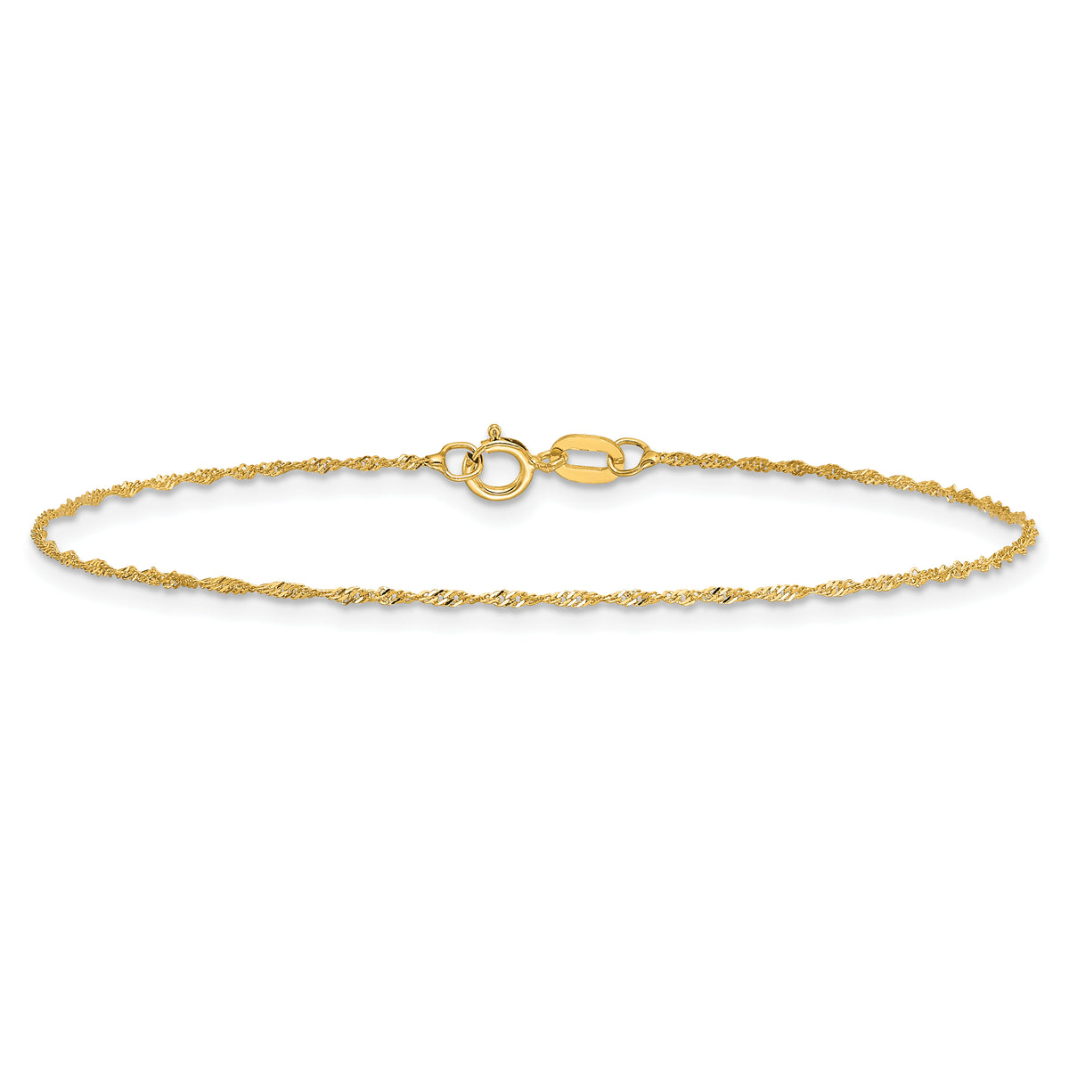 Gold (10K & 14K) Singapore Chain Bracelet - 14k Yellow Gold / 5.5 in / 1 mm
