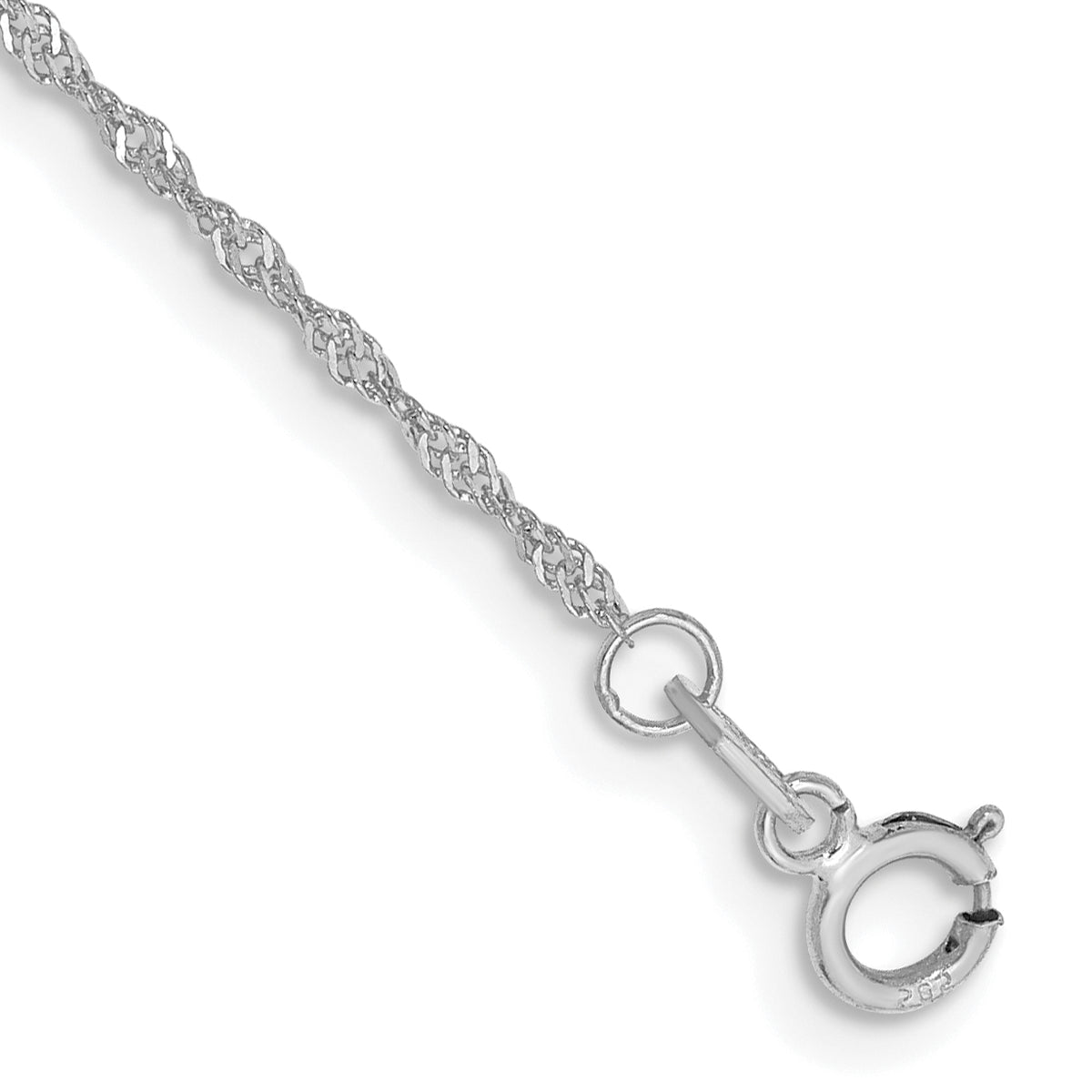 Gold (10K & 14K) Singapore Chain Anklet - 14k White Gold / 9 in / 1.1 mm