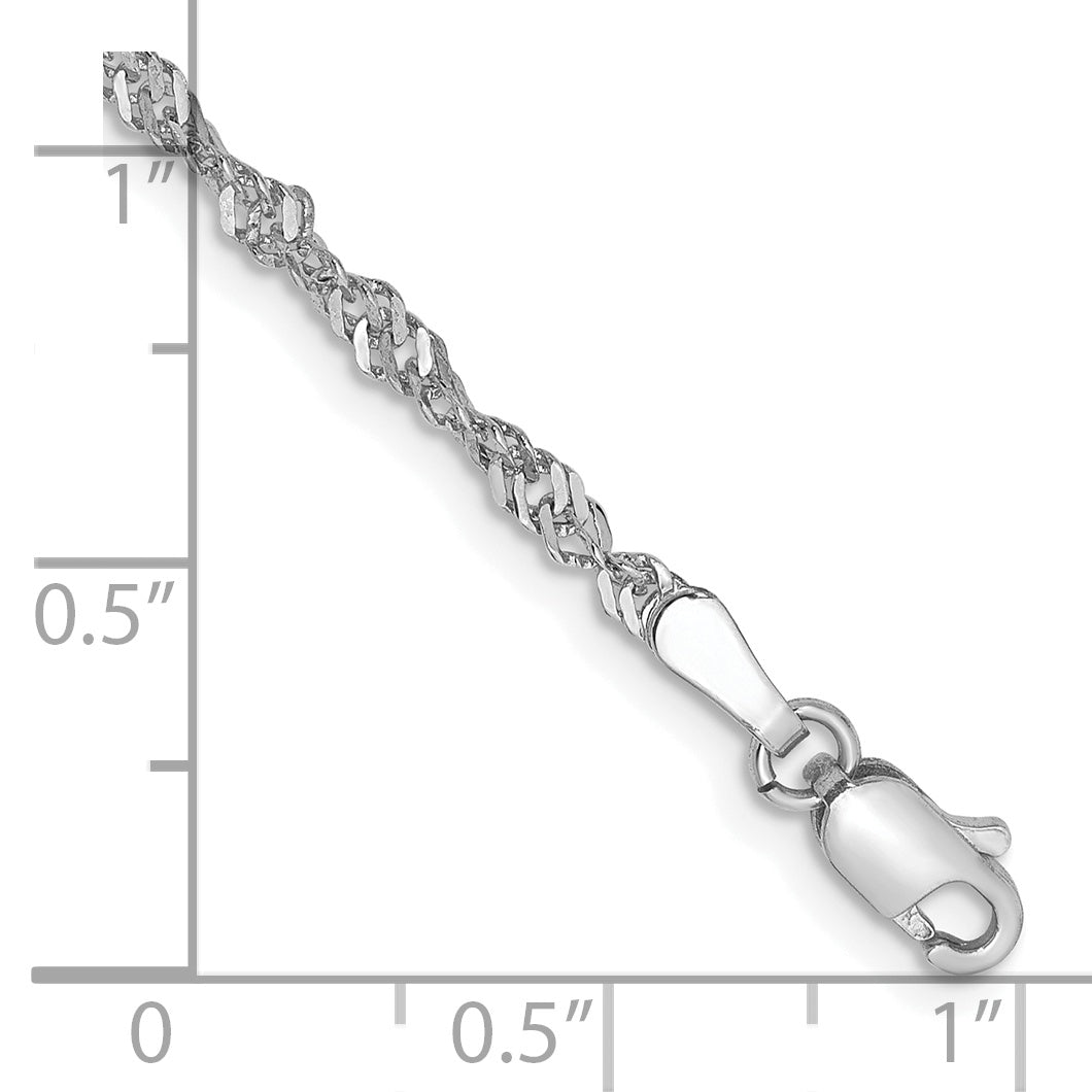 Gold (10K & 14K) Singapore Chain Bracelet - 14k White Gold / 7 in / 2 mm
