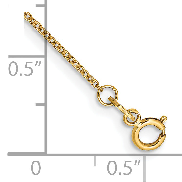 Gold (10K & 14K) Cable Chain Anklet - 14k Yellow Gold / 10 in / 0.9 mm