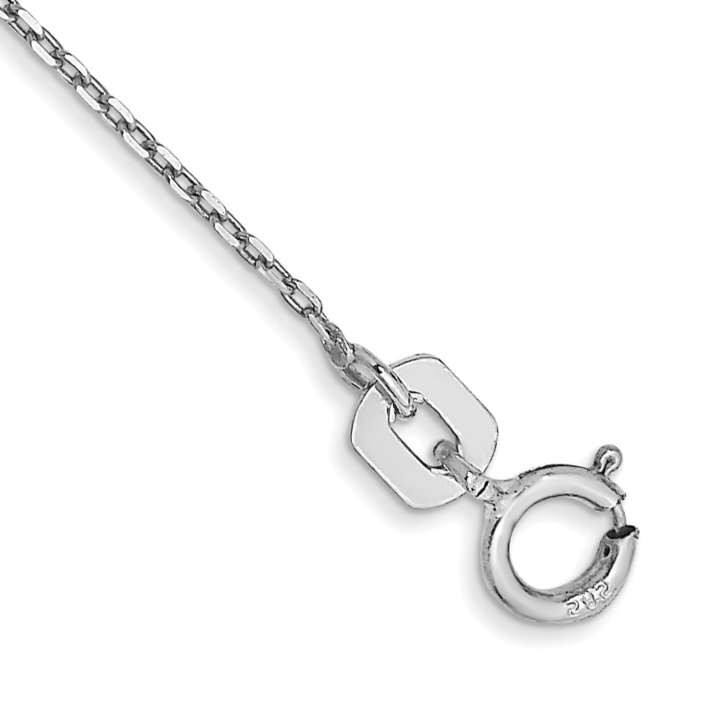 Gold (10K & 14K) Diamond-Cut Cable Chain Anklet - 14k White Gold / 9 in / 0.8 mm