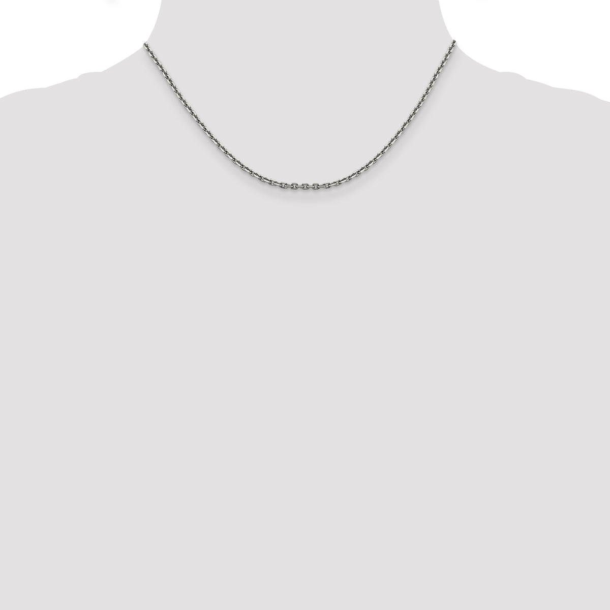 Gold (10K & 14K) Diamond-Cut Cable Chain - 14k White Gold / 16 in / 2.5 mm