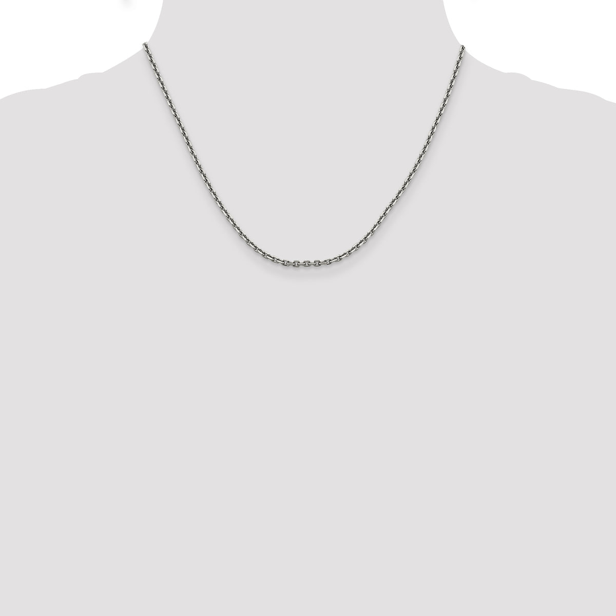 Gold (10K & 14K) Diamond-Cut Cable Chain - 14k White Gold / 18 in / 2.5 mm