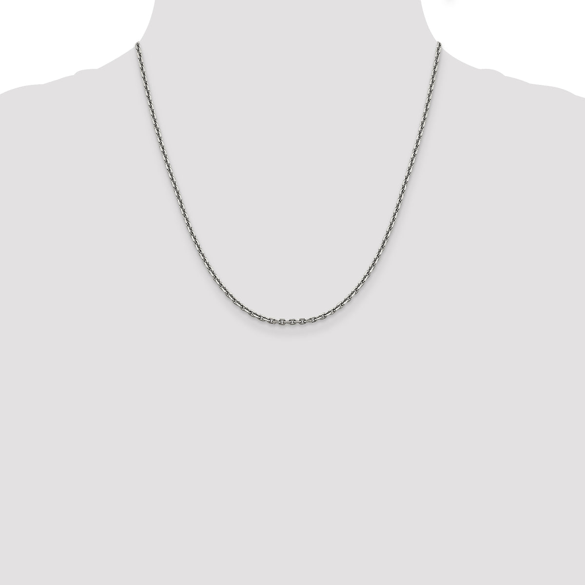Gold (10K & 14K) Diamond-Cut Cable Chain - 14k White Gold / 20 in / 2.5 mm