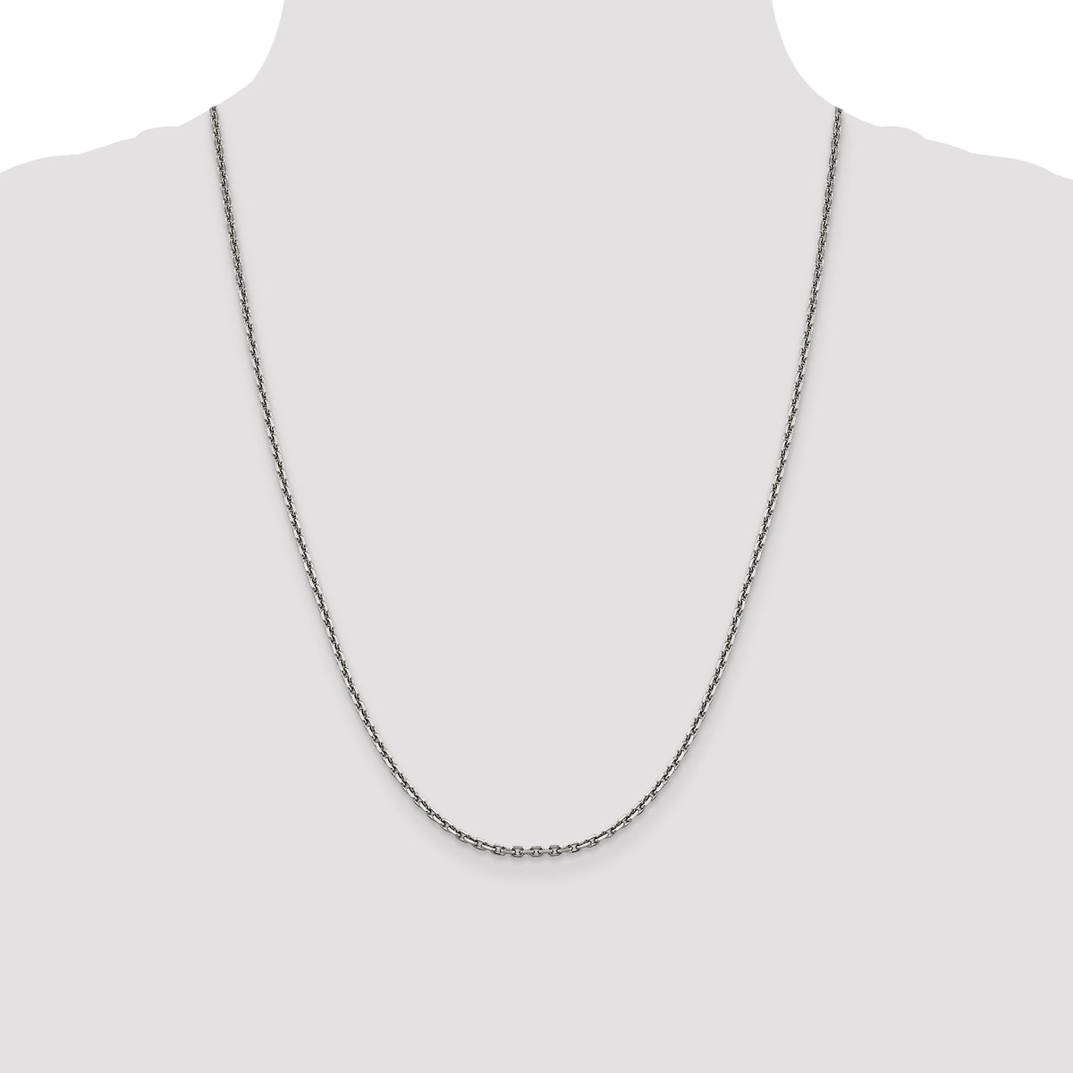Gold (10K & 14K) Diamond-Cut Cable Chain - 14k White Gold / 24 in / 2.5 mm