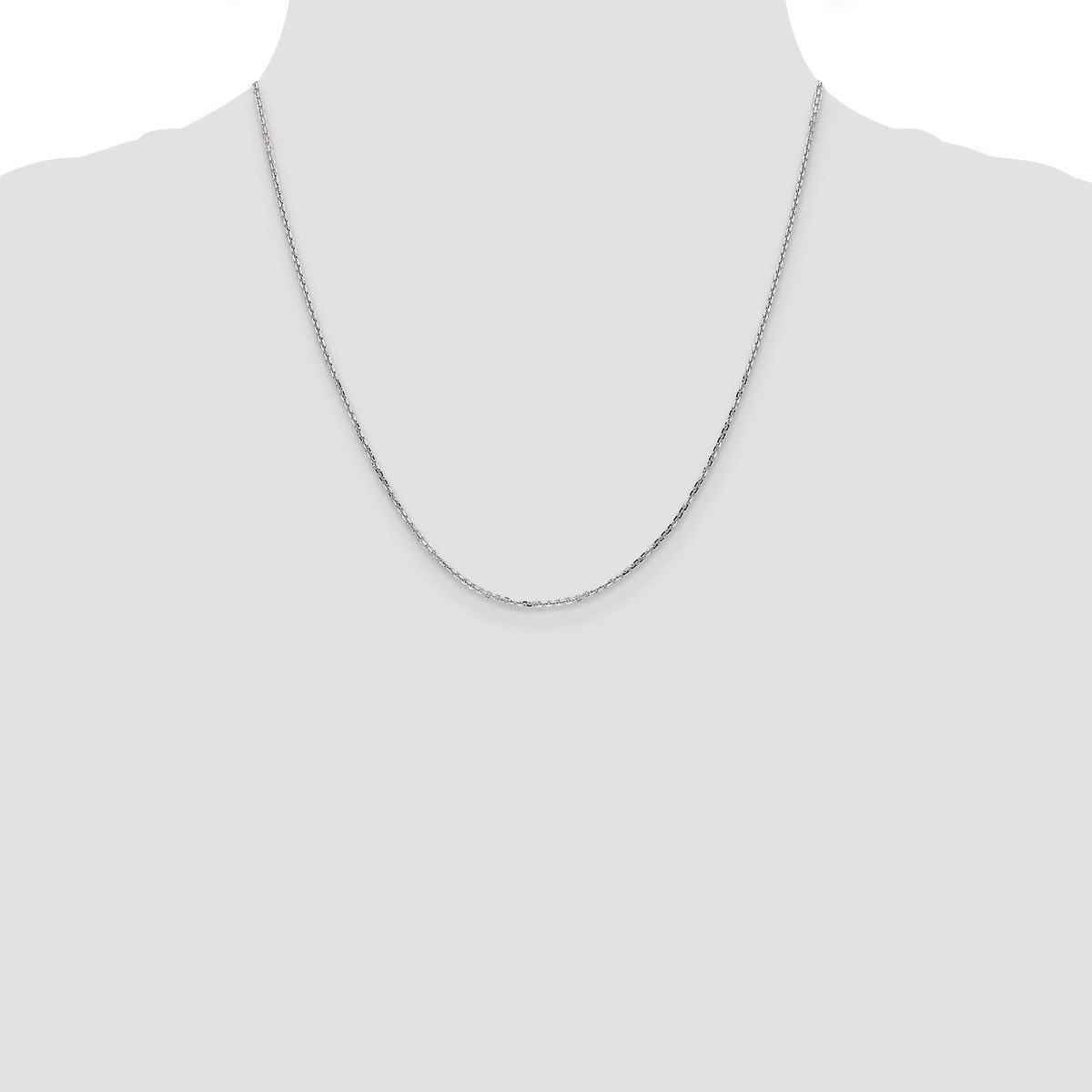 Gold (10K & 14K) Diamond-Cut Round Open Link Cable Chain - 14k White Gold / 20 in / 1.4 mm