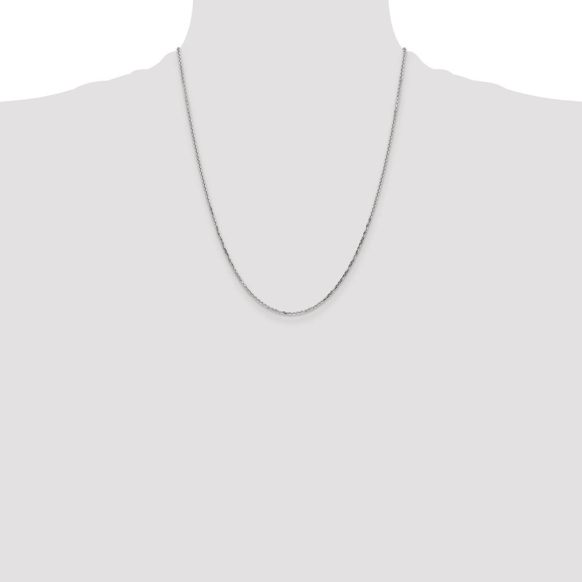 Gold (10K & 14K) Diamond-Cut Round Open Link Cable Chain - 14k White Gold / 22 in / 1.4 mm