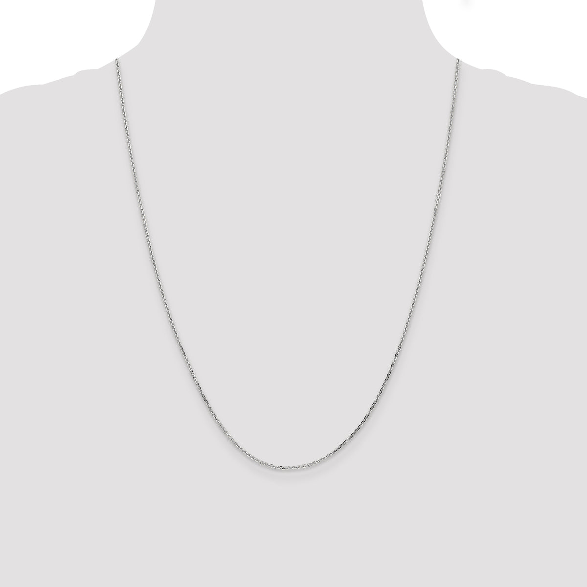 Gold (10K & 14K) Diamond-Cut Round Open Link Cable Chain - 14k White Gold / 24 in / 1.4 mm