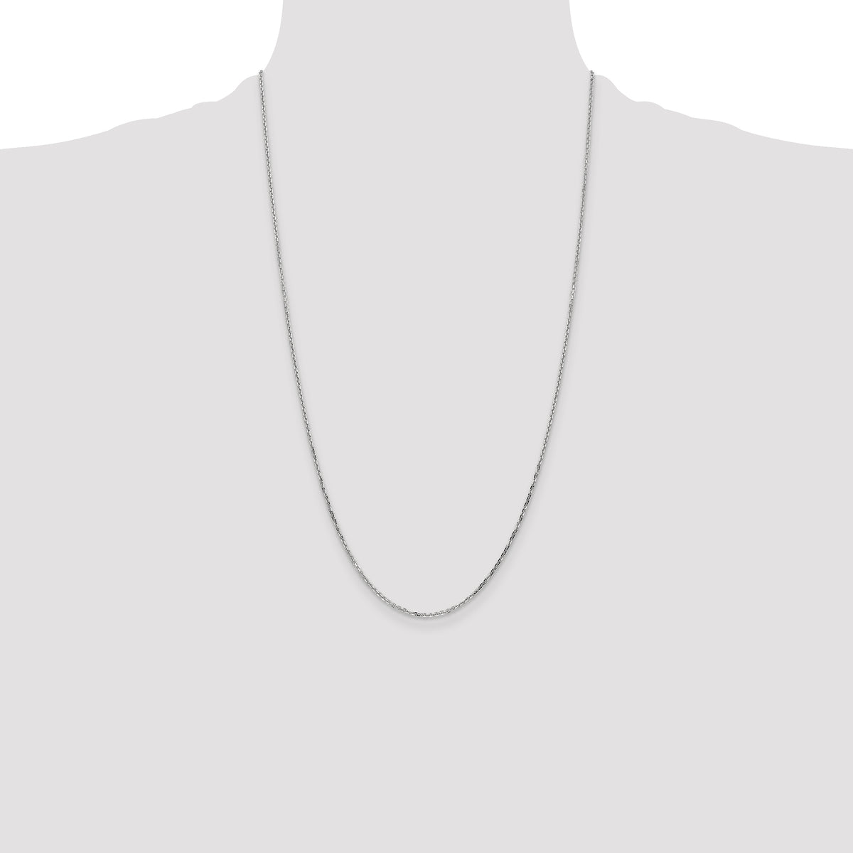 Gold (10K & 14K) Diamond-Cut Round Open Link Cable Chain - 14k White Gold / 26 in / 1.4 mm