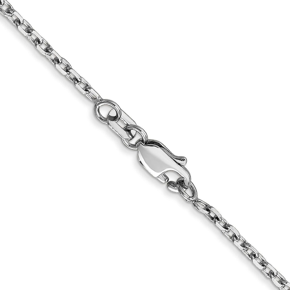 Gold (10K & 14K) Diamond-Cut Round Open Link Cable Chain - 14k White Gold / 16 in / 1.8 mm