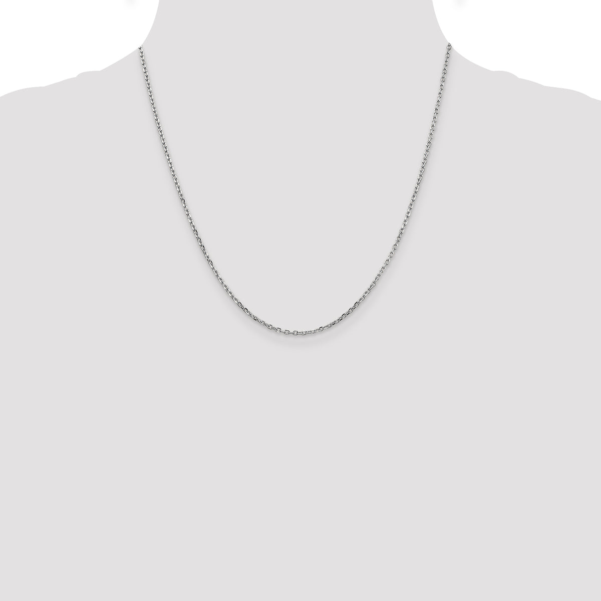 Gold (10K & 14K) Diamond-Cut Round Open Link Cable Chain - 14k White Gold / 20 in / 1.8 mm