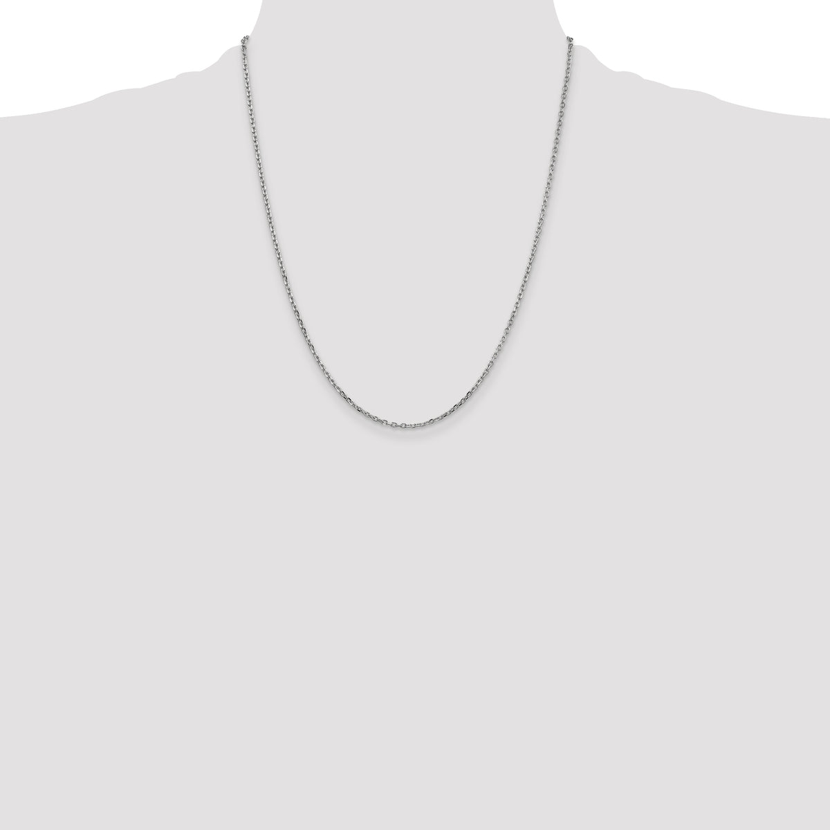 Gold (10K & 14K) Diamond-Cut Round Open Link Cable Chain - 14k White Gold / 22 in / 1.8 mm