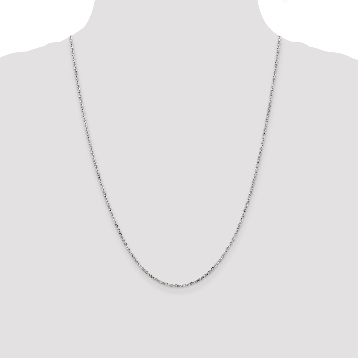 Gold (10K & 14K) Diamond-Cut Round Open Link Cable Chain - 14k White Gold / 24 in / 1.8 mm