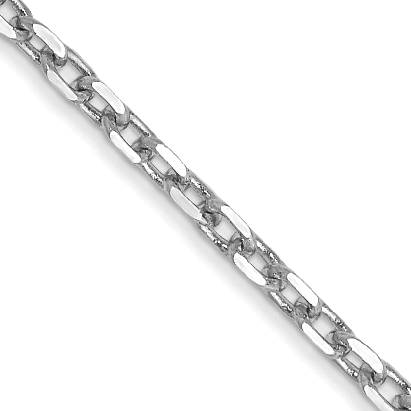 Gold (10K & 14K) Diamond-Cut Round Open Link Cable Chain - 14k White Gold / 16 in / 1.8 mm
