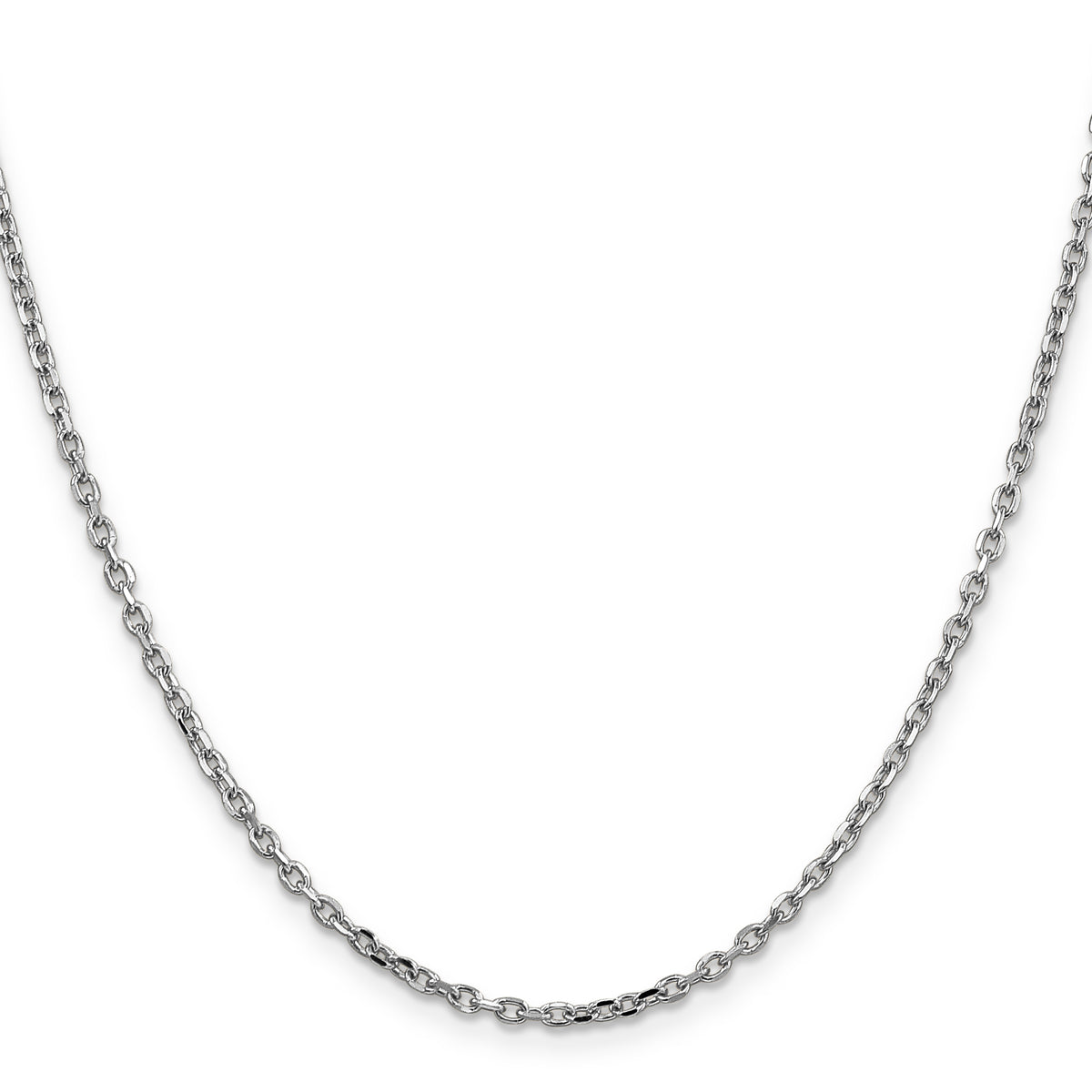 Gold (10K & 14K) Diamond-Cut Round Open Link Cable Chain - 14k White Gold / 16 in / 2.2 mm
