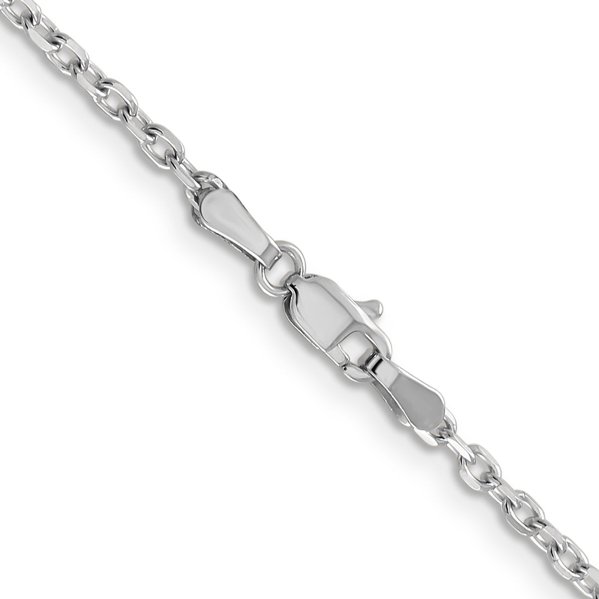 Gold (10K & 14K) Diamond-Cut Round Open Link Cable Chain - 14k White Gold / 16 in / 2.2 mm