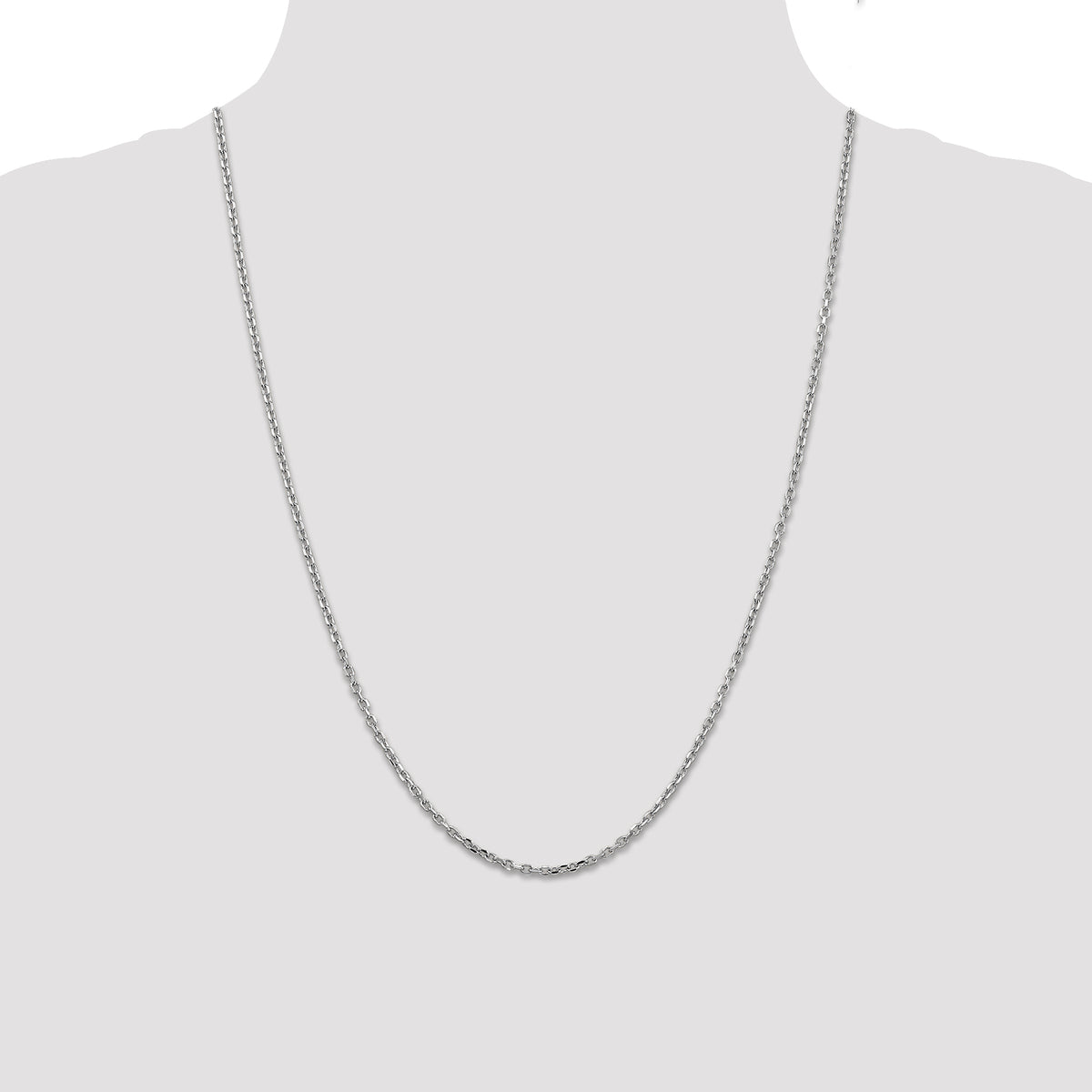 Gold (10K & 14K) Diamond-Cut Round Open Link Cable Chain - 14k White Gold / 24 in / 2.2 mm