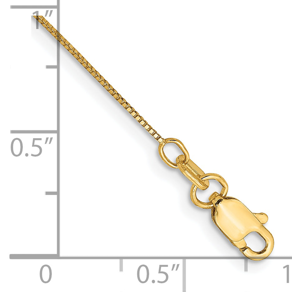 Gold (10K & 14K) Box Chain Anklet - 14k Yellow Gold / 10 in / 0.5 mm, Lobster