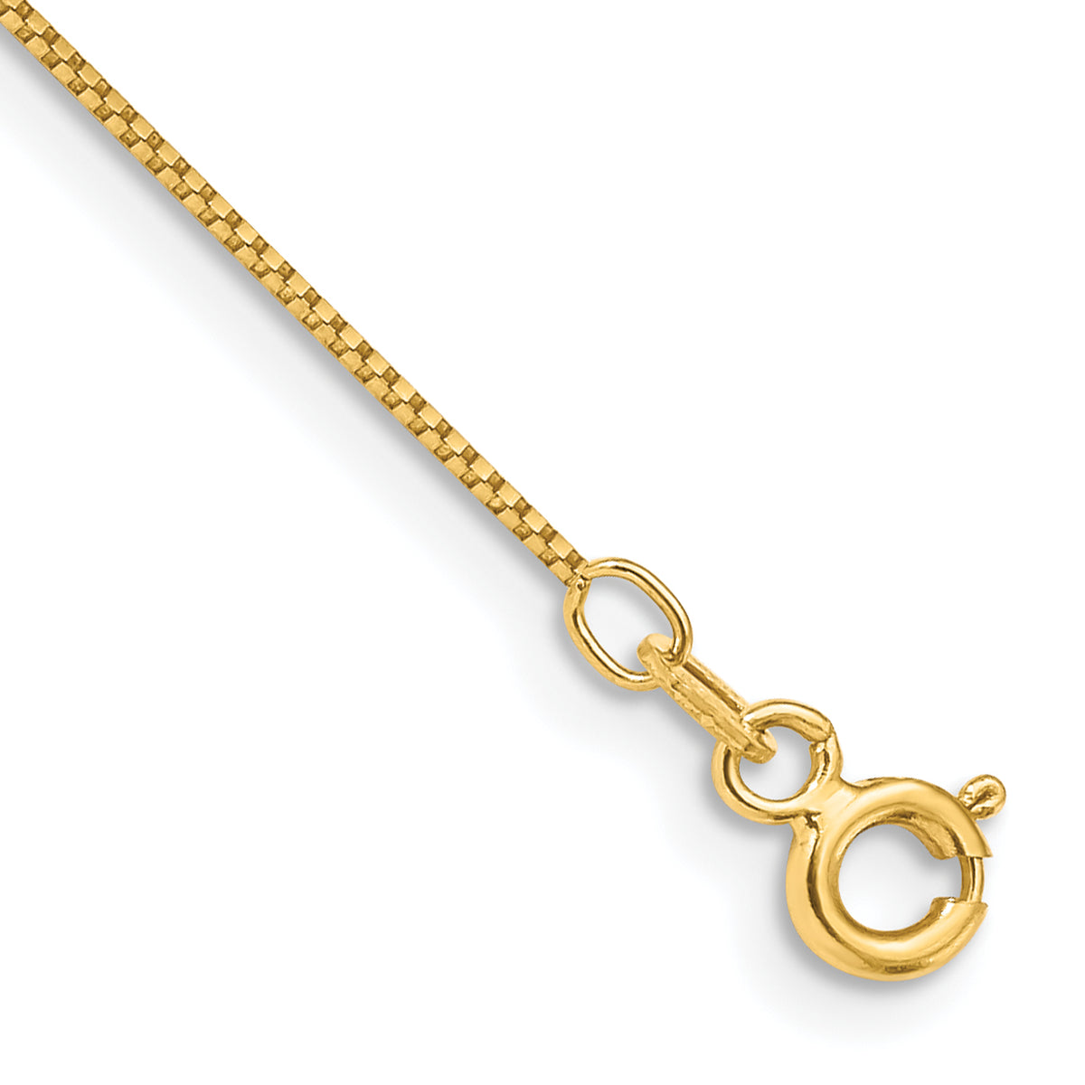Gold (10K & 14K) Box Chain Anklet - 14k Yellow Gold / 10 in / 0.7 mm