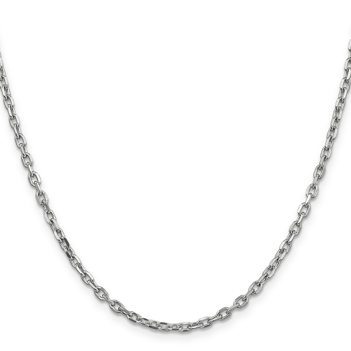 Gold (10K & 14K) Diamond-Cut Round Open Link Cable Chain - 14k White Gold / 16 in / 3 mm