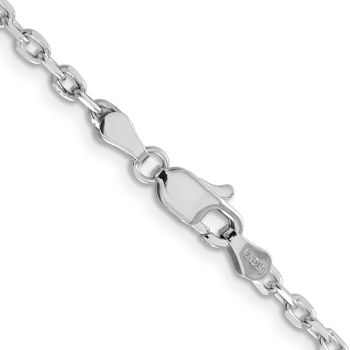 Gold (10K & 14K) Diamond-Cut Round Open Link Cable Chain - 14k White Gold / 16 in / 3 mm