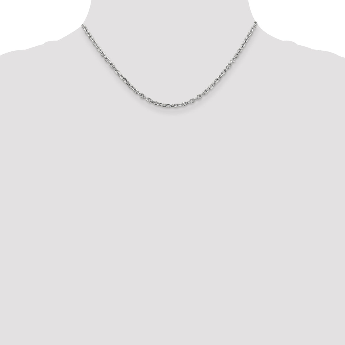 Gold (10K & 14K) Diamond-Cut Round Open Link Cable Chain - 14k White Gold / 16 in / 3 mm