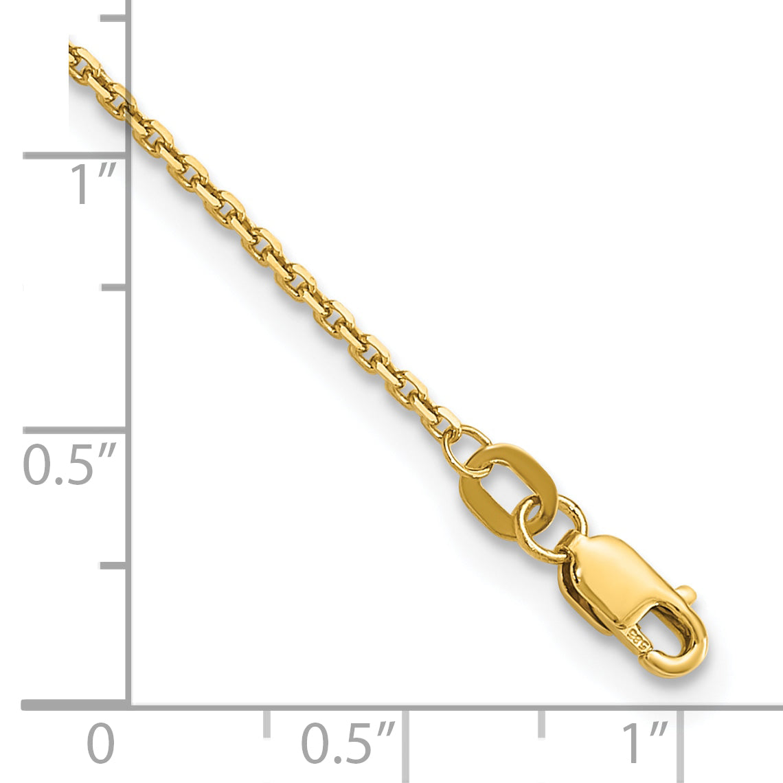 Gold (10K & 14K) Diamond-Cut Round Open Link Cable Chain Anklet - 14k Yellow Gold / 10 in / 1.4 mm