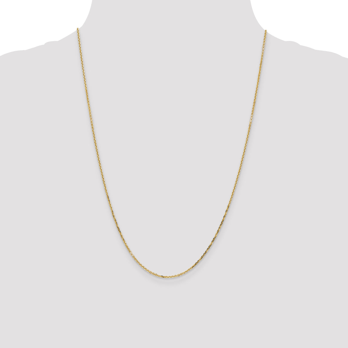 Gold (10K & 14K) Diamond-Cut Round Open Link Cable Chain - 14k Yellow Gold / 24 in / 1.4 mm