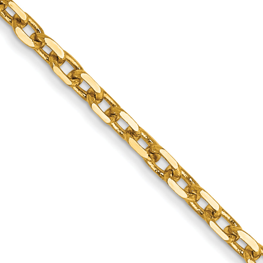 Gold (10K & 14K) Diamond-Cut Round Open Link Cable Chain - 14k Yellow Gold / 16 in / 1.8 mm