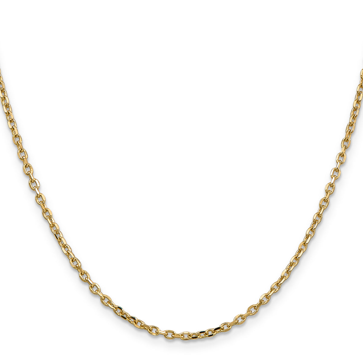 Gold (10K & 14K) Diamond-Cut Round Open Link Cable Chain - 14k Yellow Gold / 16 in / 2.2 mm