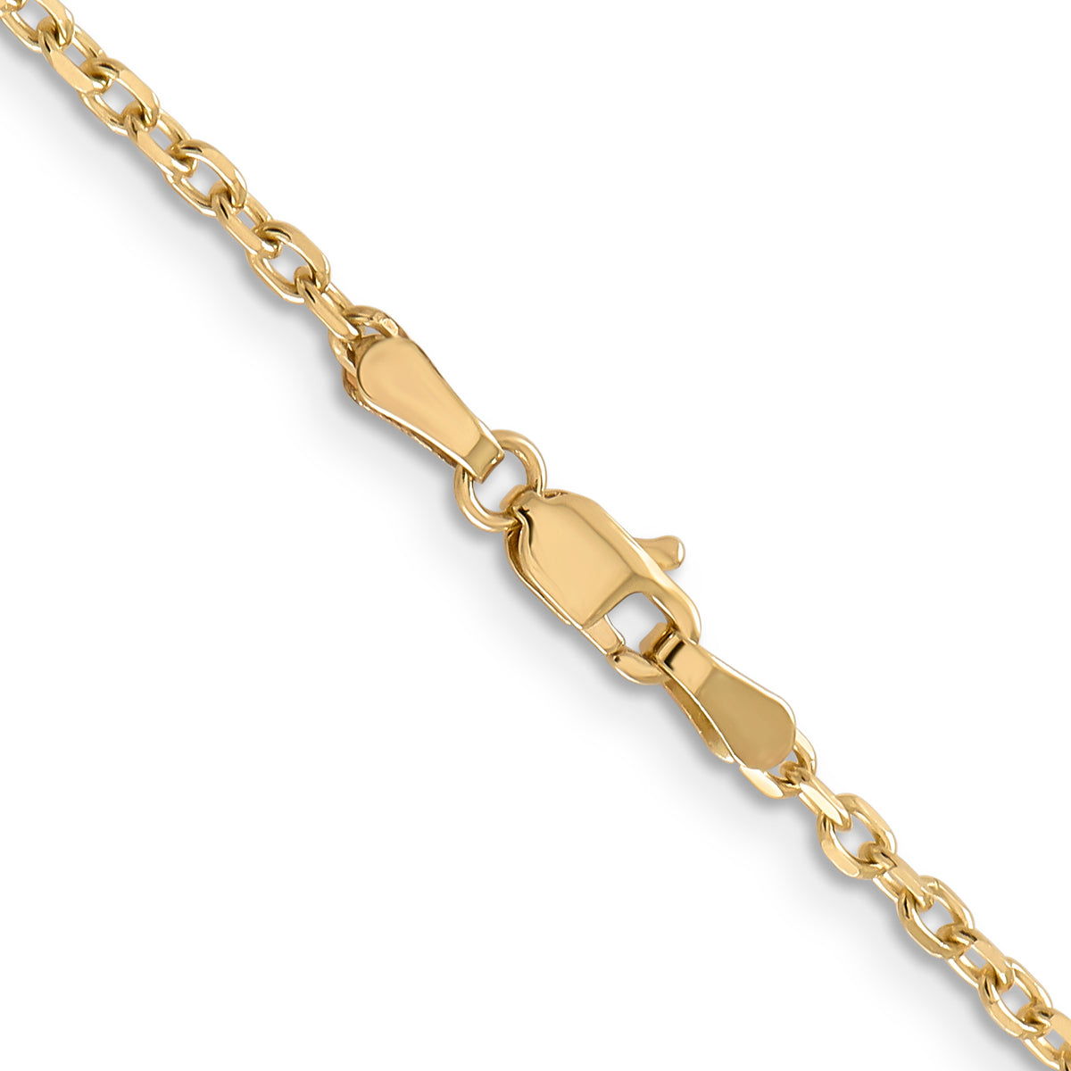Gold (10K & 14K) Diamond-Cut Round Open Link Cable Chain - 14k Yellow Gold / 16 in / 2.2 mm