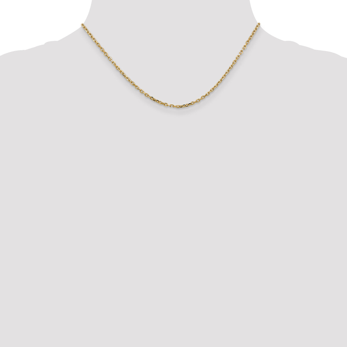 Gold (10K & 14K) Diamond-Cut Round Open Link Cable Chain - 14k Yellow Gold / 16 in / 2.2 mm