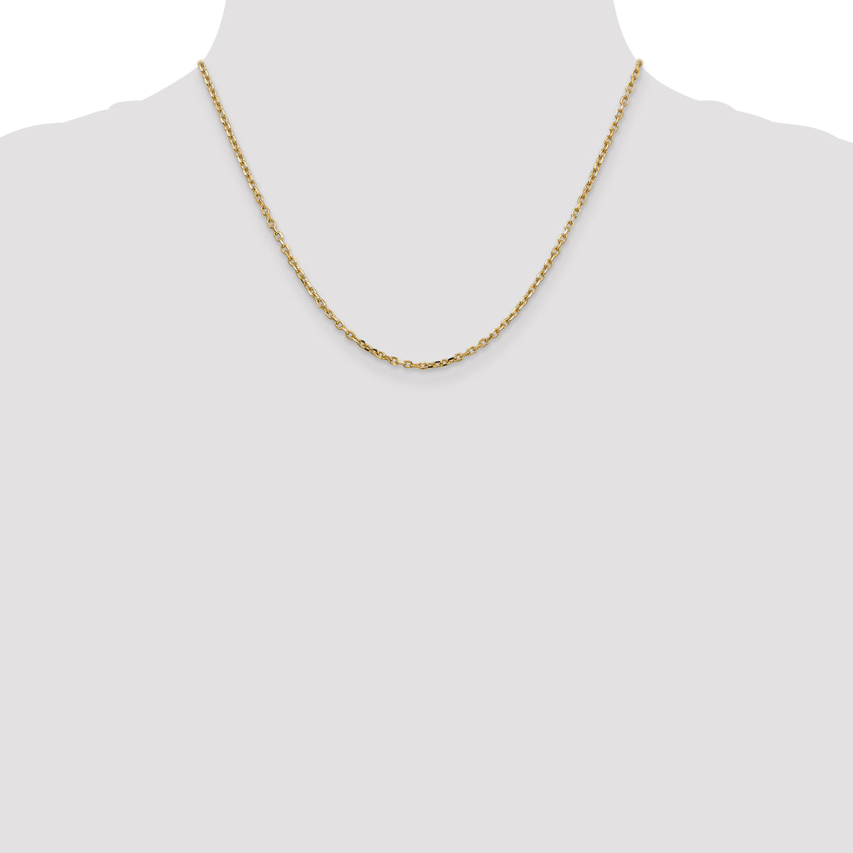 Gold (10K & 14K) Diamond-Cut Round Open Link Cable Chain - 14k Yellow Gold / 18 in / 2.2 mm