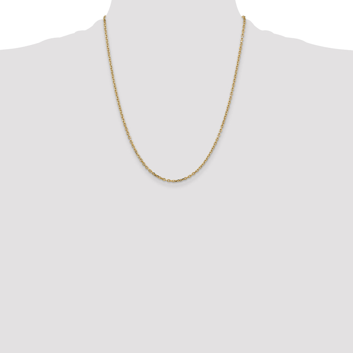Gold (10K & 14K) Diamond-Cut Round Open Link Cable Chain - 14k Yellow Gold / 22 in / 2.2 mm