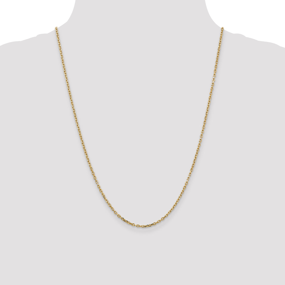 Gold (10K & 14K) Diamond-Cut Round Open Link Cable Chain - 14k Yellow Gold / 24 in / 2.2 mm
