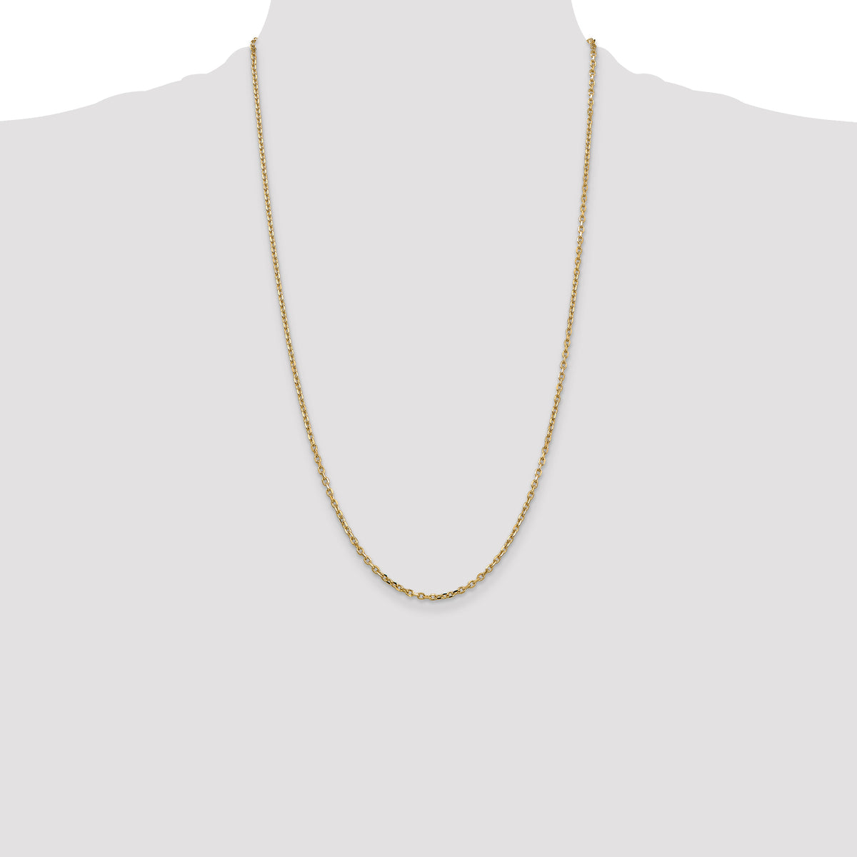Gold (10K & 14K) Diamond-Cut Round Open Link Cable Chain - 14k Yellow Gold / 26 in / 2.2 mm