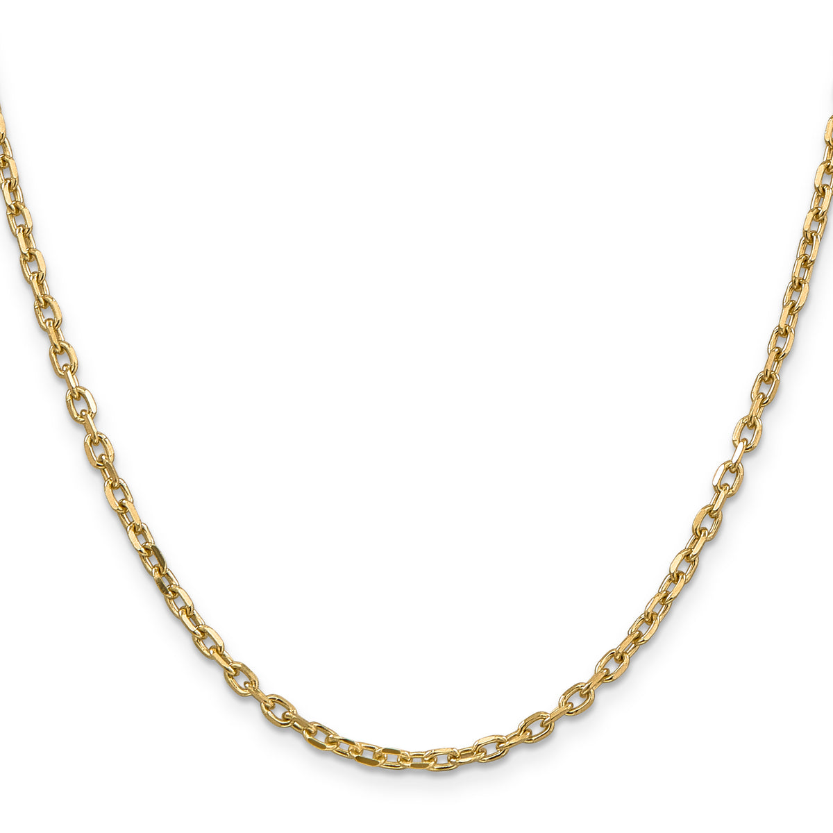 Gold (10K & 14K) Diamond-Cut Round Open Link Cable Chain - 14k Yellow Gold / 16 in / 3 mm