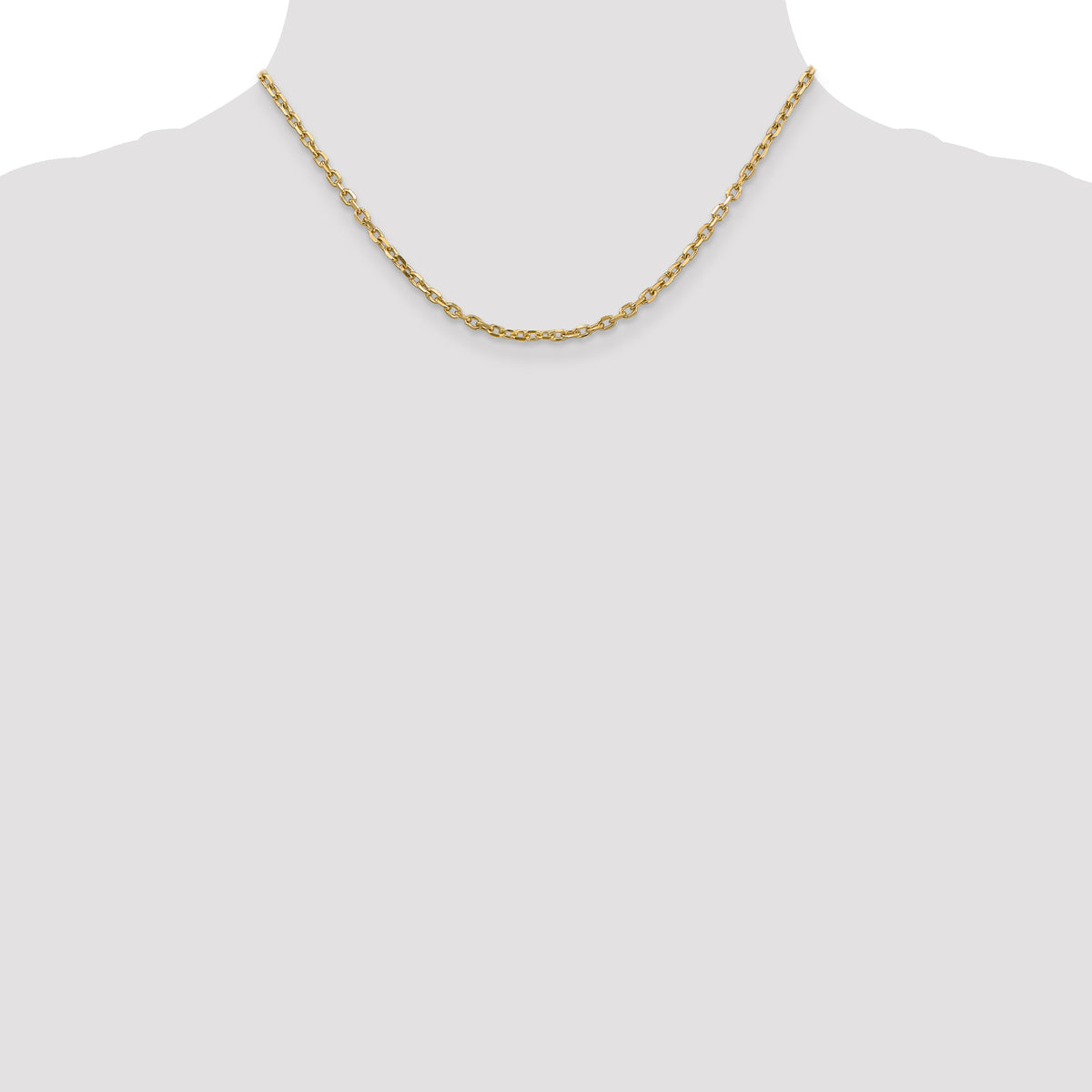 Gold (10K & 14K) Diamond-Cut Round Open Link Cable Chain - 14k Yellow Gold / 16 in / 3 mm
