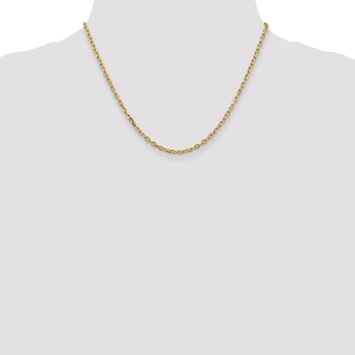Gold (10K & 14K) Diamond-Cut Round Open Link Cable Chain - 14k Yellow Gold / 18 in / 3 mm