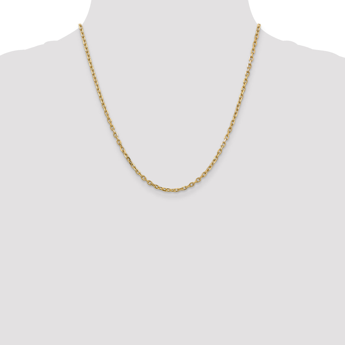 Gold (10K & 14K) Diamond-Cut Round Open Link Cable Chain - 14k Yellow Gold / 20 in / 3 mm