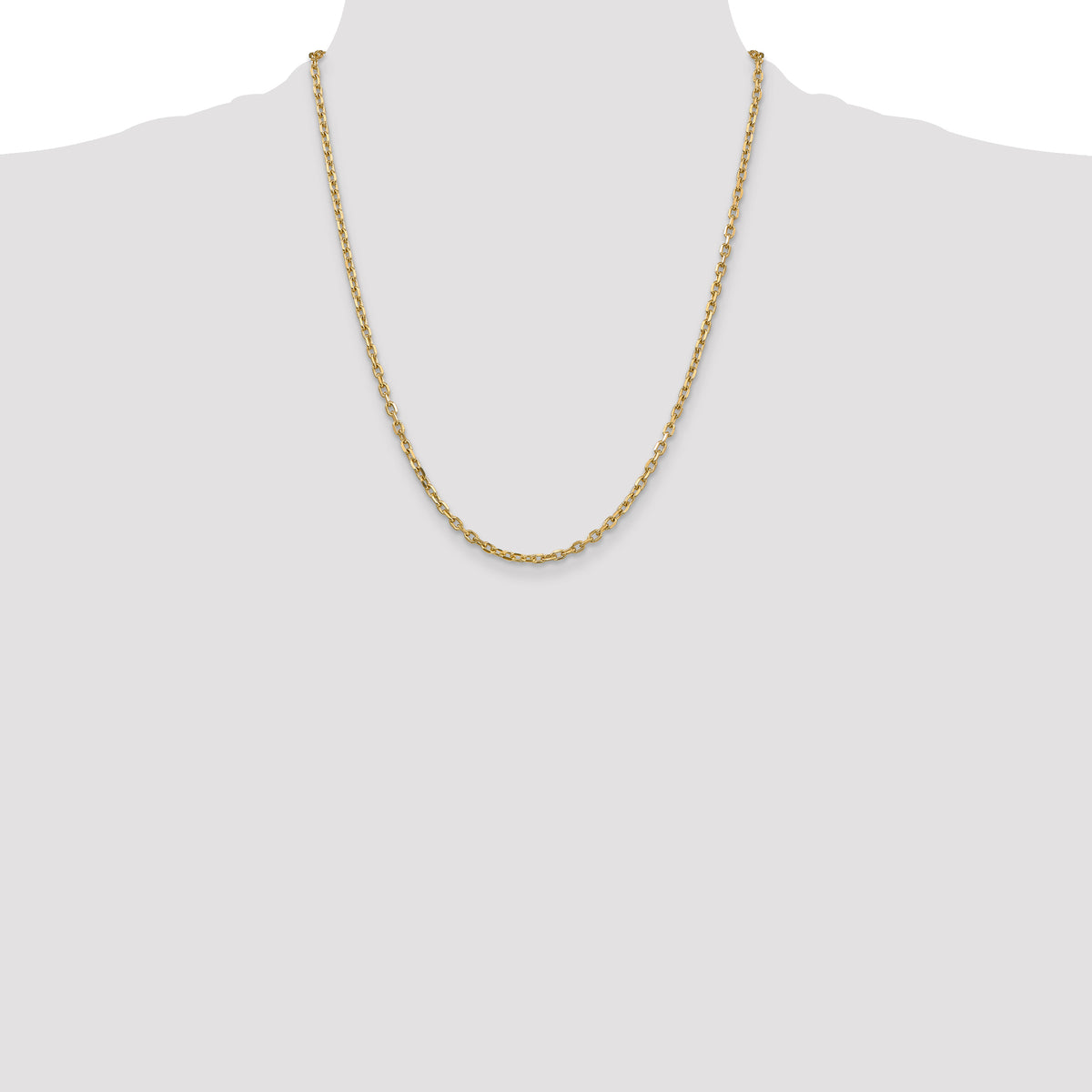 Gold (10K & 14K) Diamond-Cut Round Open Link Cable Chain - 14k Yellow Gold / 22 in / 3 mm