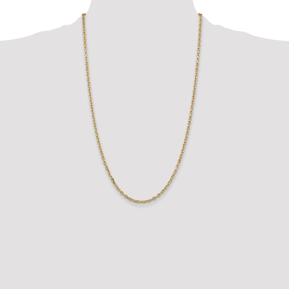 Gold (10K & 14K) Diamond-Cut Round Open Link Cable Chain - 14k Yellow Gold / 26 in / 3 mm